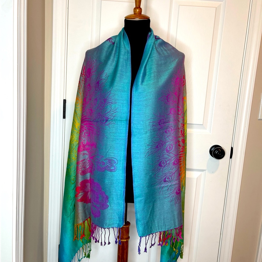 Women pashmina kasmere fusion color theme scarf shawl